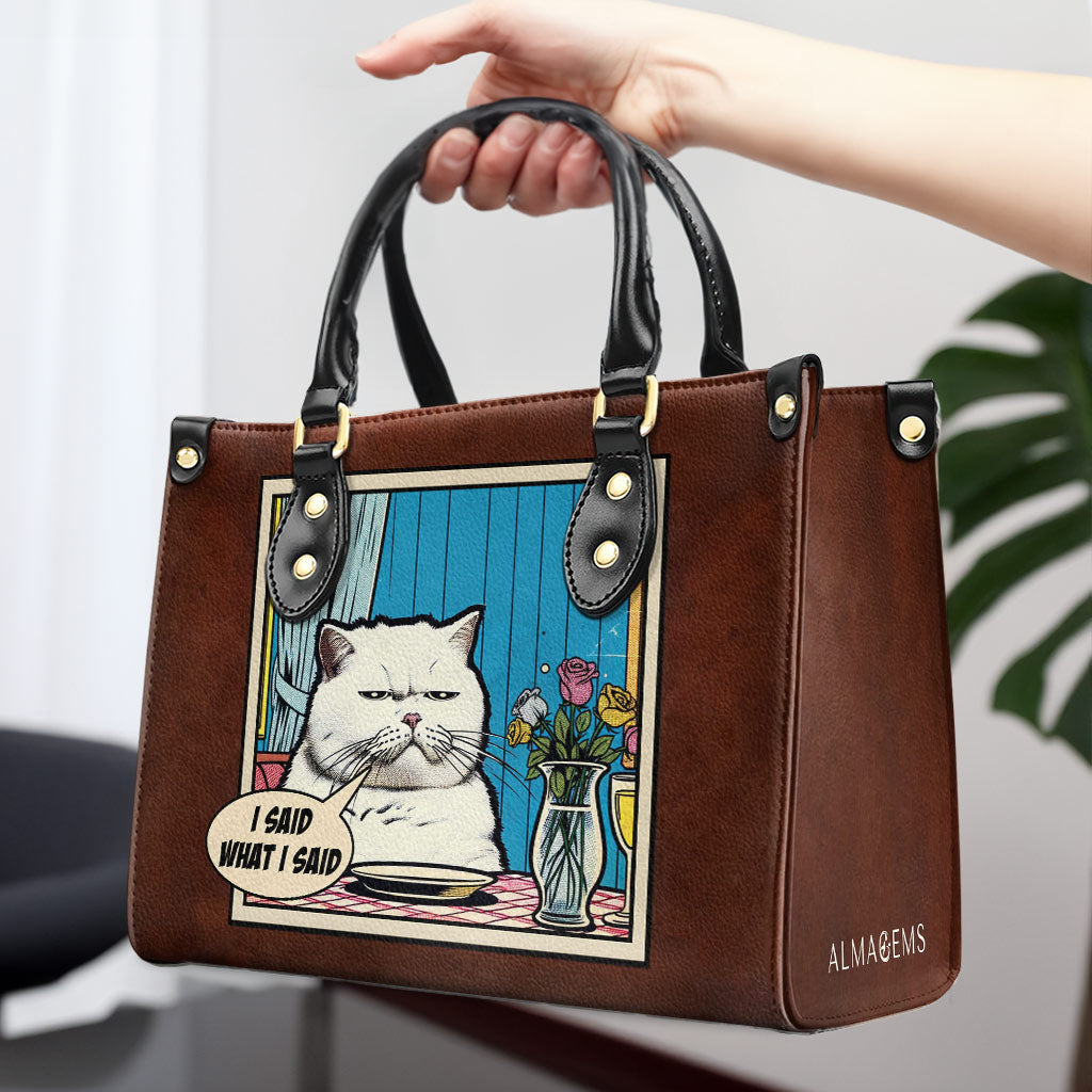 Ich sagte, was ich sagte - personalisierte Lederhandtasche - DB09