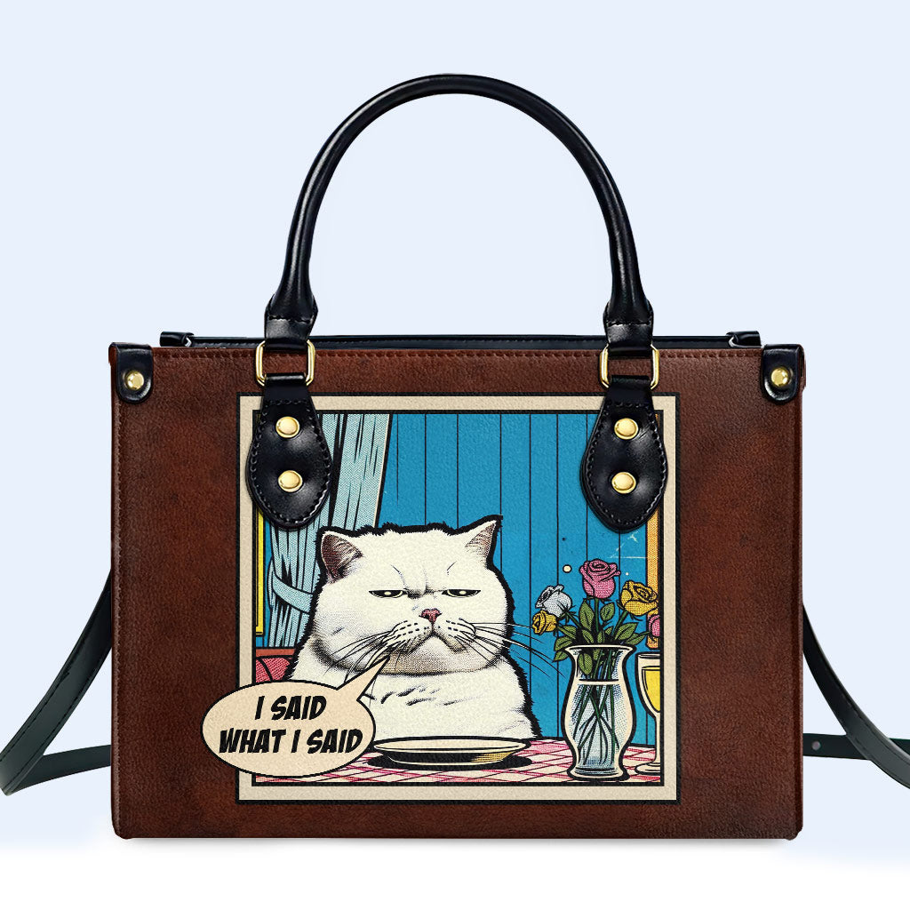 Ich sagte, was ich sagte - personalisierte Lederhandtasche - DB09