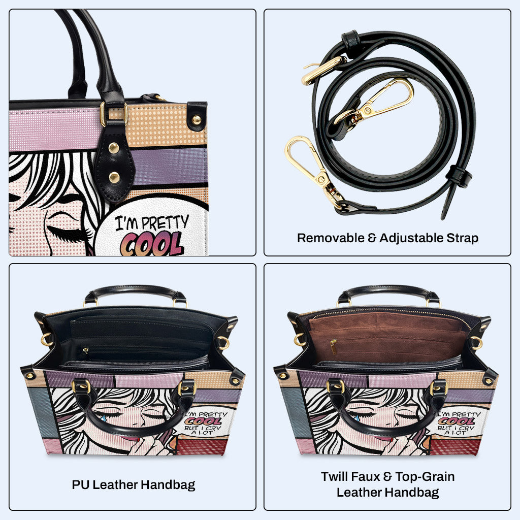 Ich bin ziemlich cool - personalisierte benutzerdefinierte Lederhandtasche - DB13
