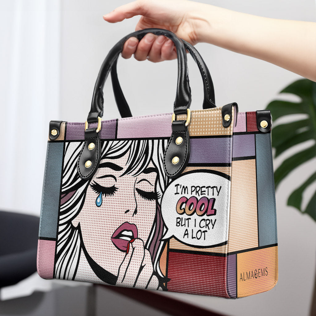 Ich bin ziemlich cool - personalisierte benutzerdefinierte Lederhandtasche - DB13