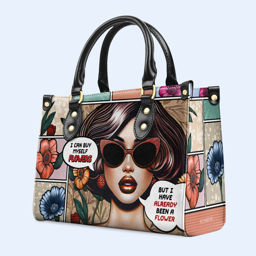Ich war schon eine Blume - Personalisierte Lederhandtasche - DB17