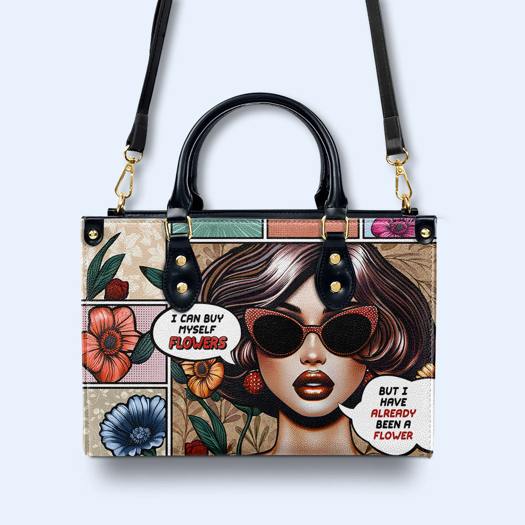 Ich war schon eine Blume - Personalisierte Lederhandtasche - DB17