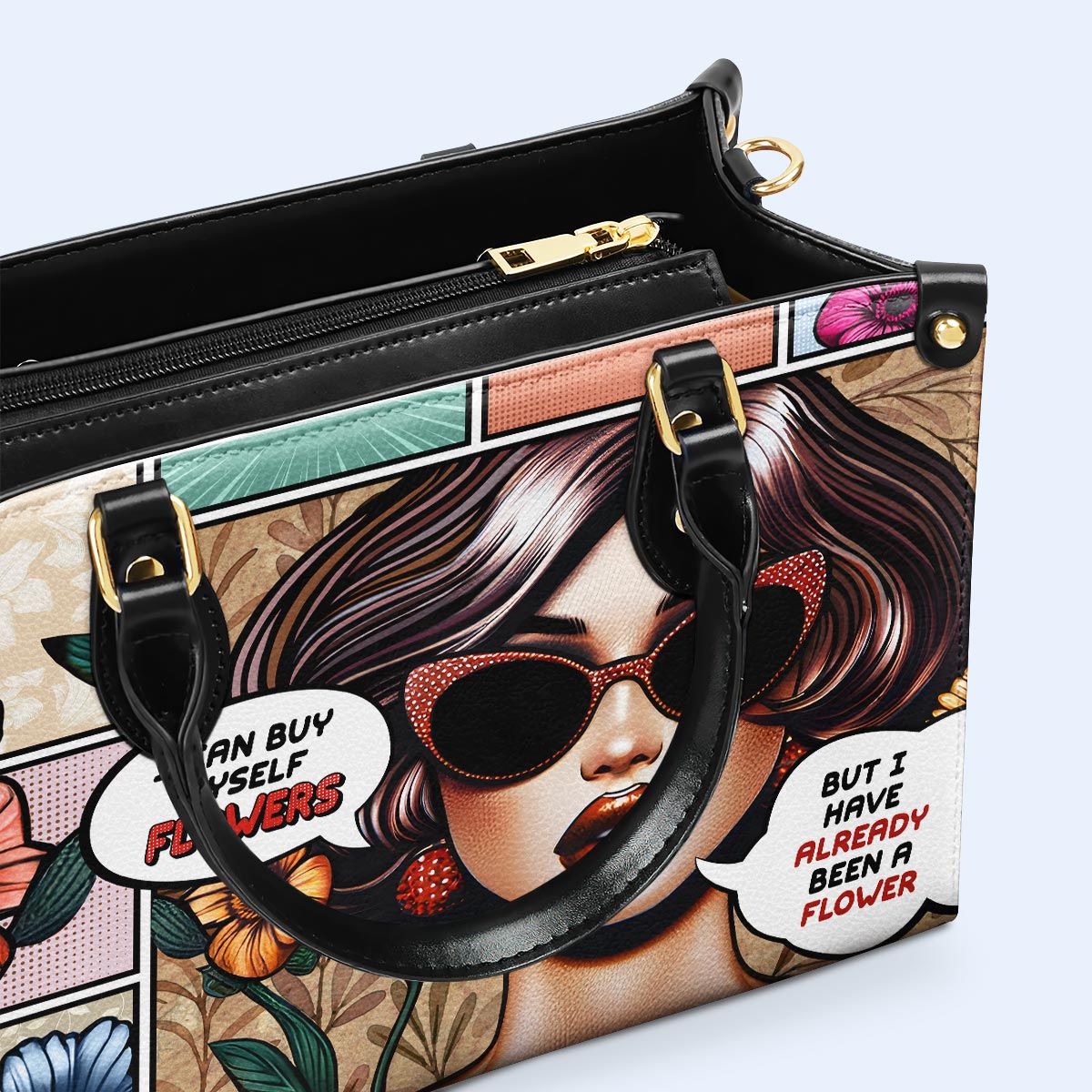 Ich war schon eine Blume - Personalisierte Lederhandtasche - DB17