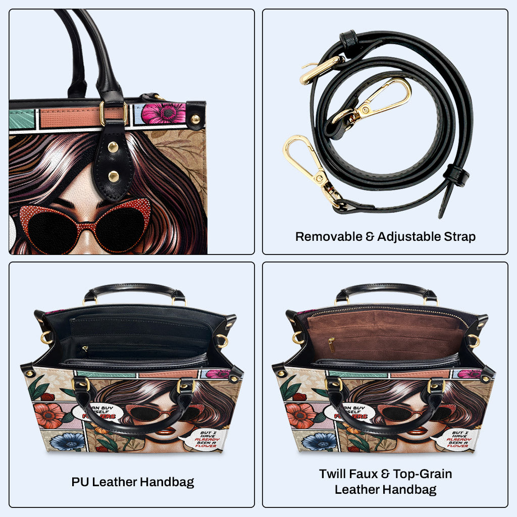 Ich war schon eine Blume - Personalisierte Lederhandtasche - DB17