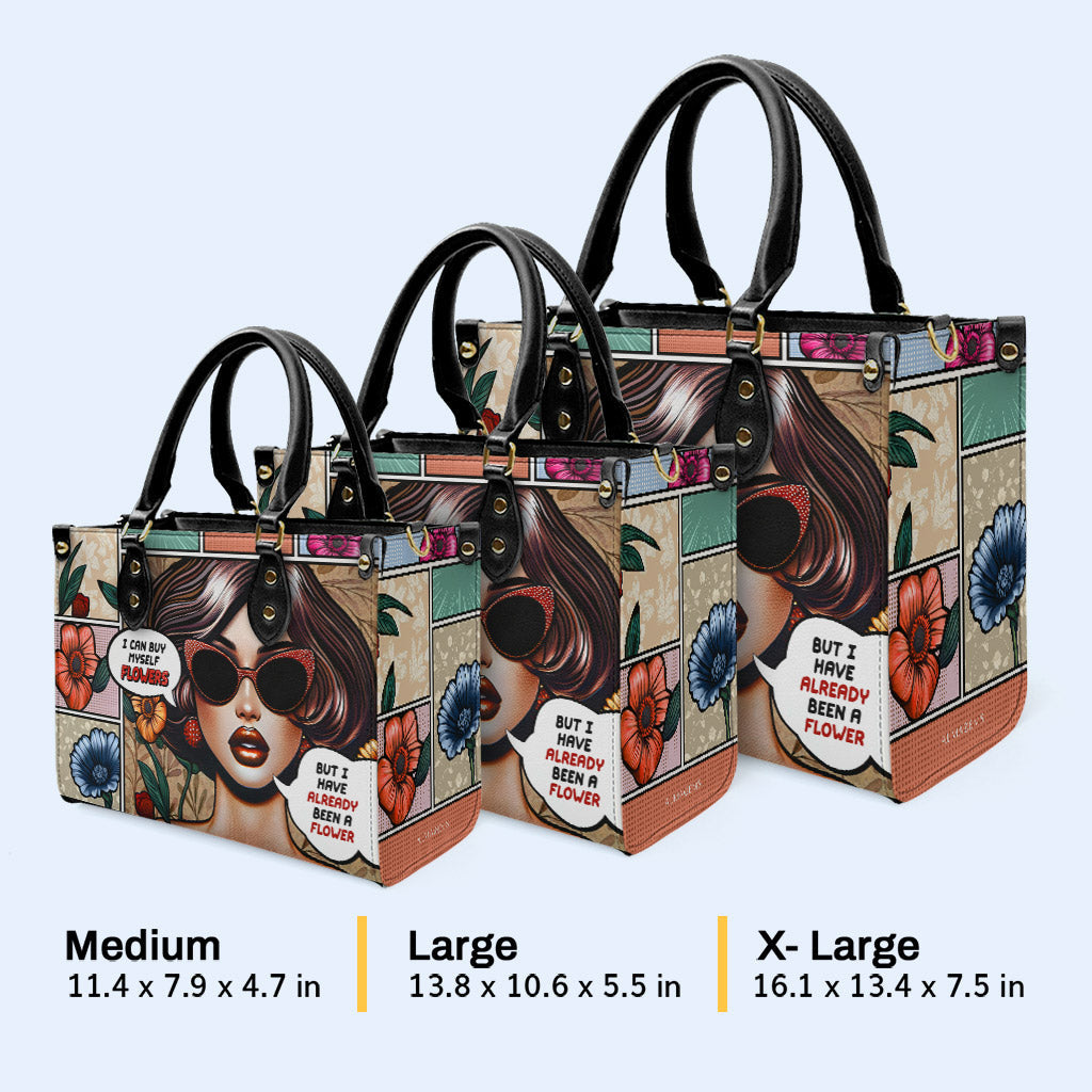 Ich war schon eine Blume - Personalisierte Lederhandtasche - DB17