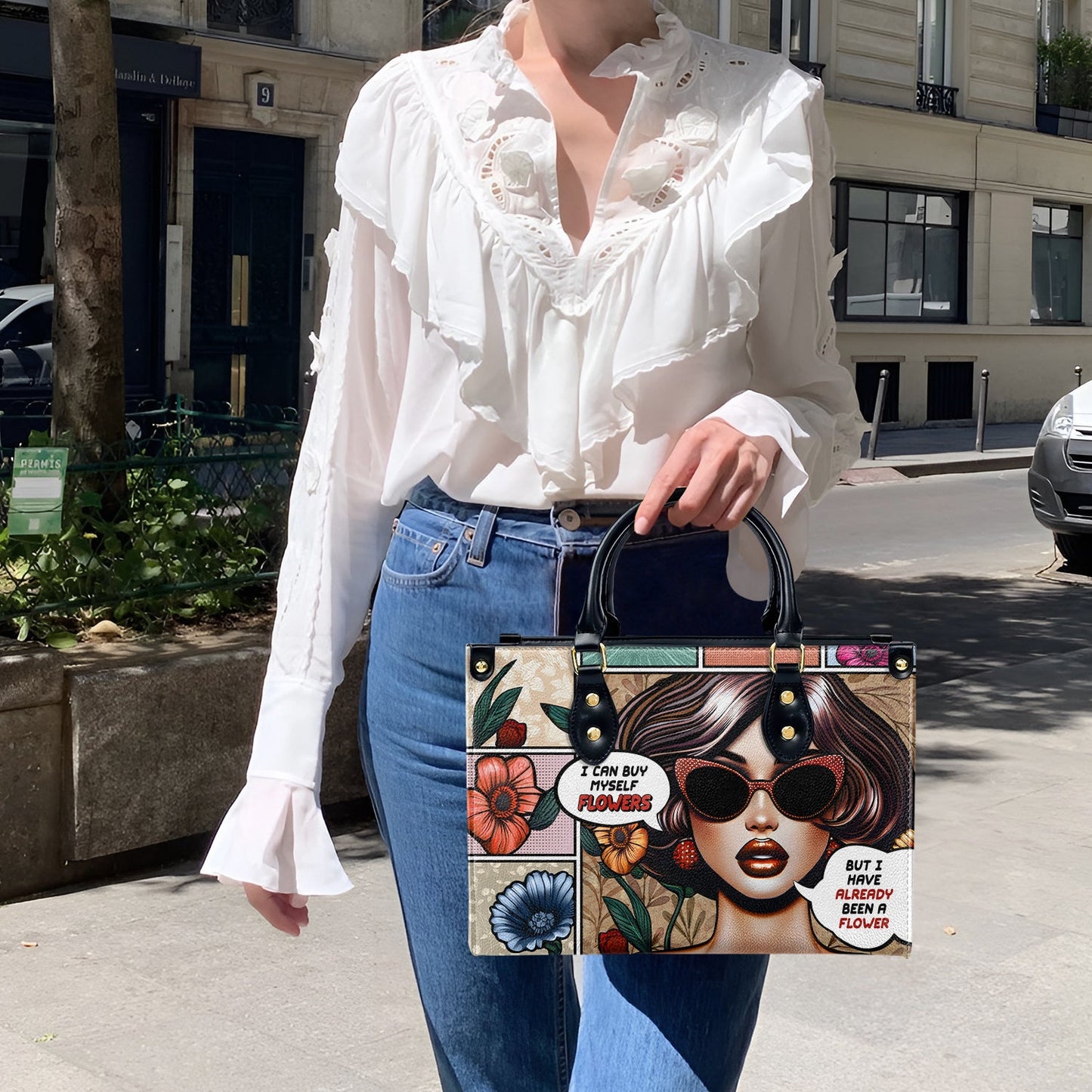Ich war schon eine Blume - Personalisierte Lederhandtasche - DB17