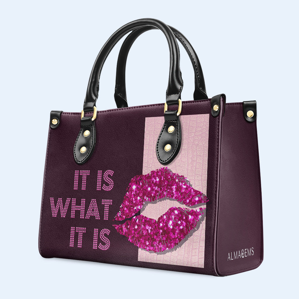 Es ist, was es ist - Rosa - Personalisierte Lederhandtasche - DB42