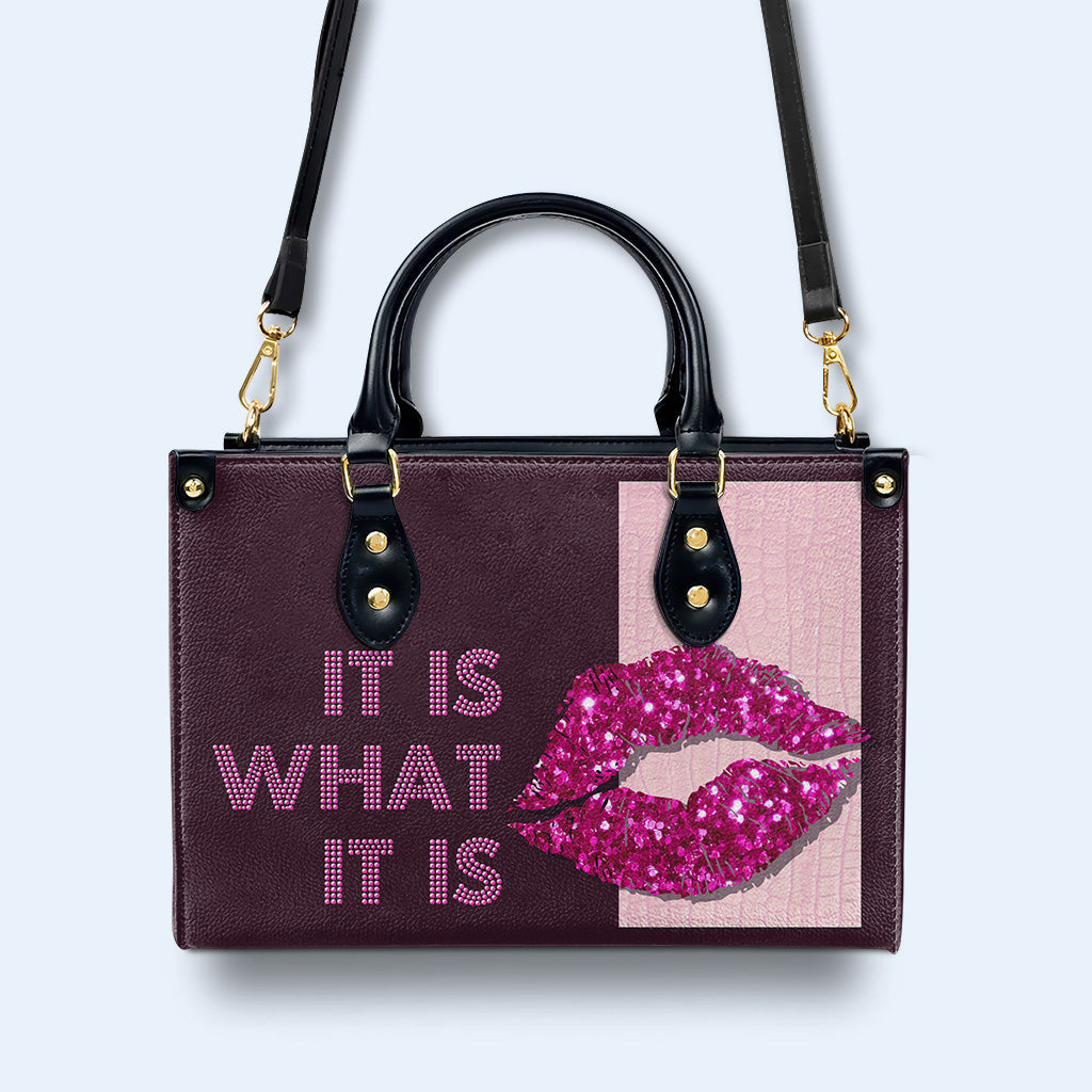 Es ist, was es ist - Rosa - Personalisierte Lederhandtasche - DB42