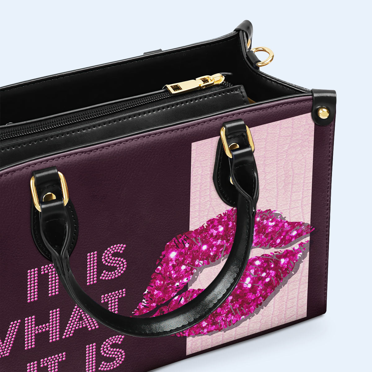 Es ist, was es ist - Rosa - Personalisierte Lederhandtasche - DB42