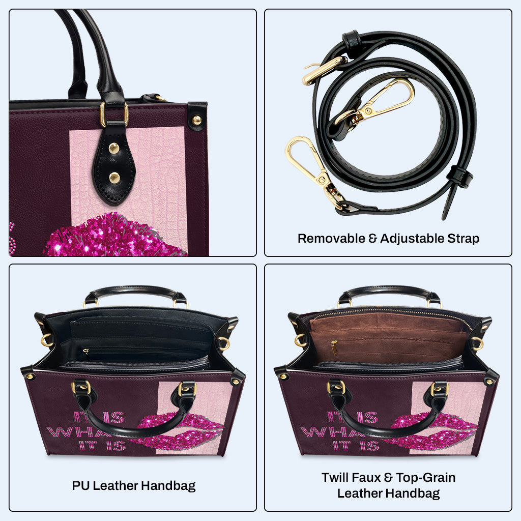 Es ist, was es ist - Rosa - Personalisierte Lederhandtasche - DB42