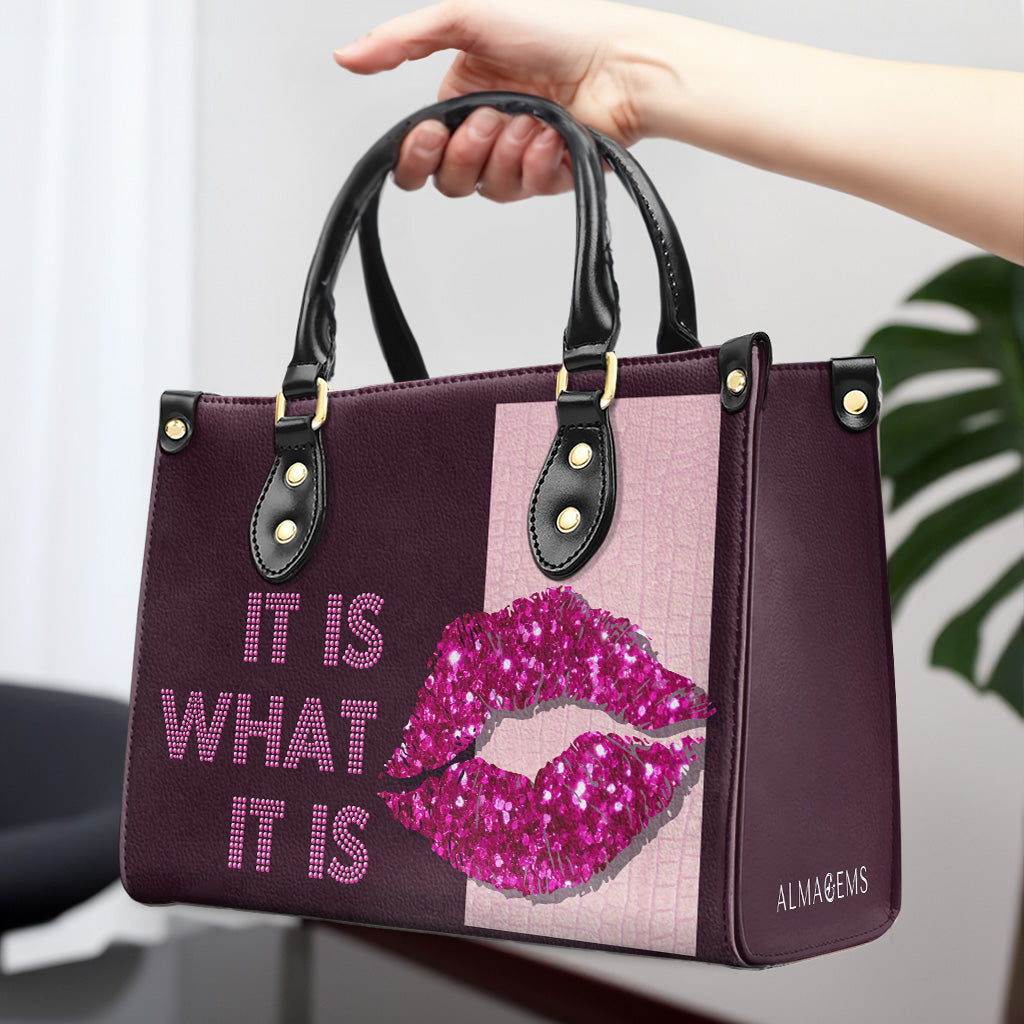 Es ist, was es ist - Rosa - Personalisierte Lederhandtasche - DB42