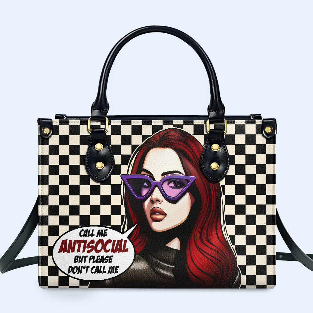 Nenn mich unsozial, aber nenn mich bitte nicht – personalisierte Lederhandtasche – DB47