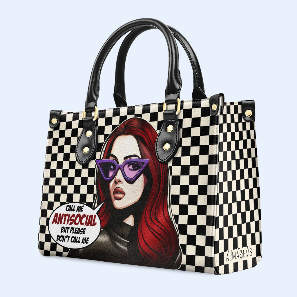 Nenn mich unsozial, aber nenn mich bitte nicht – personalisierte Lederhandtasche – DB47
