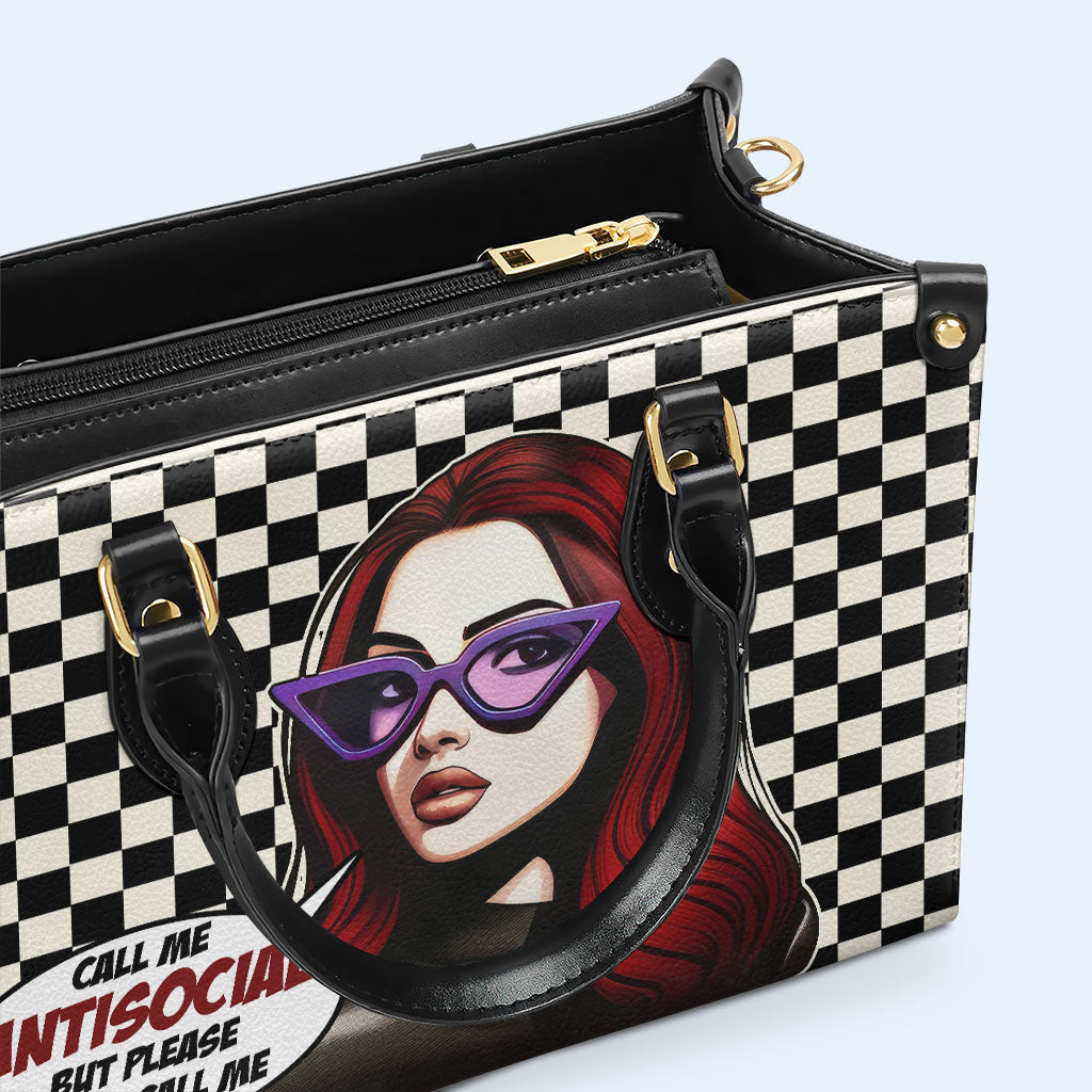Nenn mich unsozial, aber nenn mich bitte nicht – personalisierte Lederhandtasche – DB47