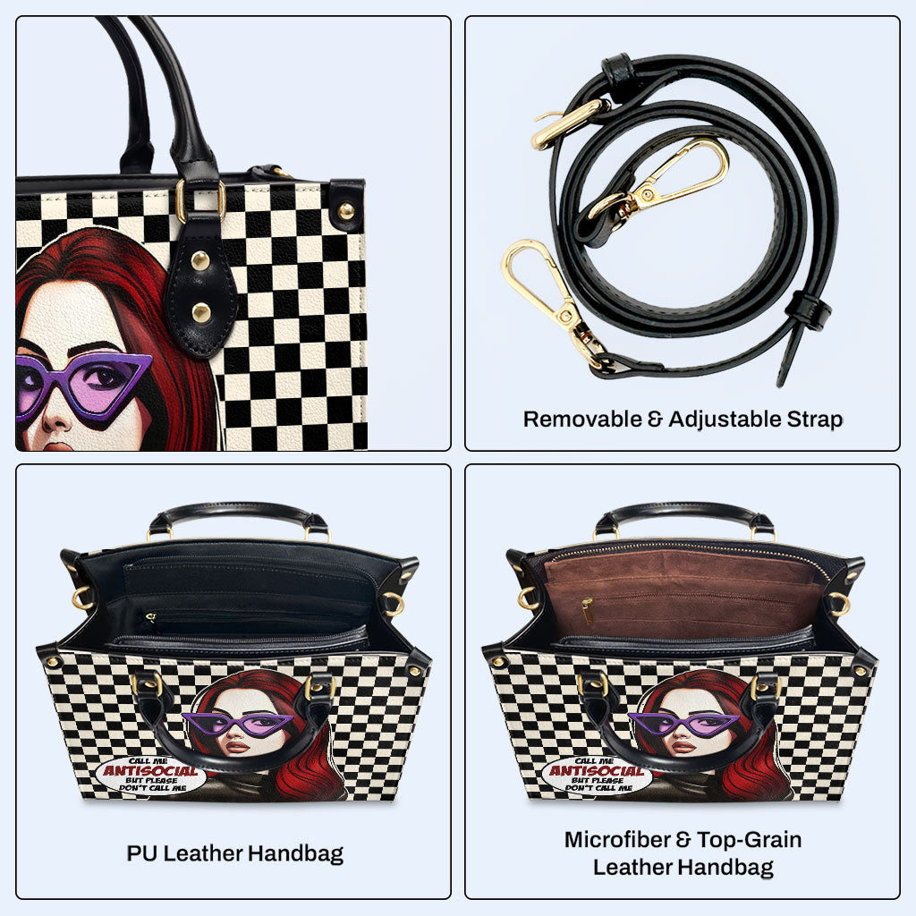 Nenn mich unsozial, aber nenn mich bitte nicht – personalisierte Lederhandtasche – DB47
