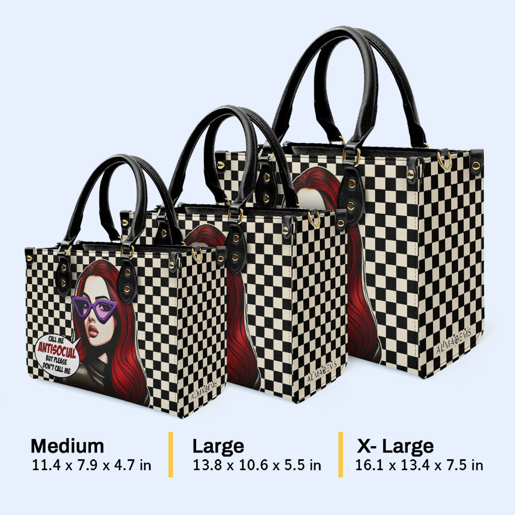 Nenn mich unsozial, aber nenn mich bitte nicht – personalisierte Lederhandtasche – DB47