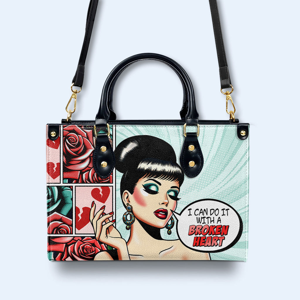 Ich kann es mit einem gebrochenen Herzen tun - personalisierte Lederhandtasche - DB59