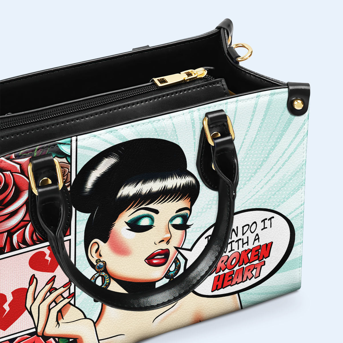 Ich kann es mit einem gebrochenen Herzen tun - personalisierte Lederhandtasche - DB59