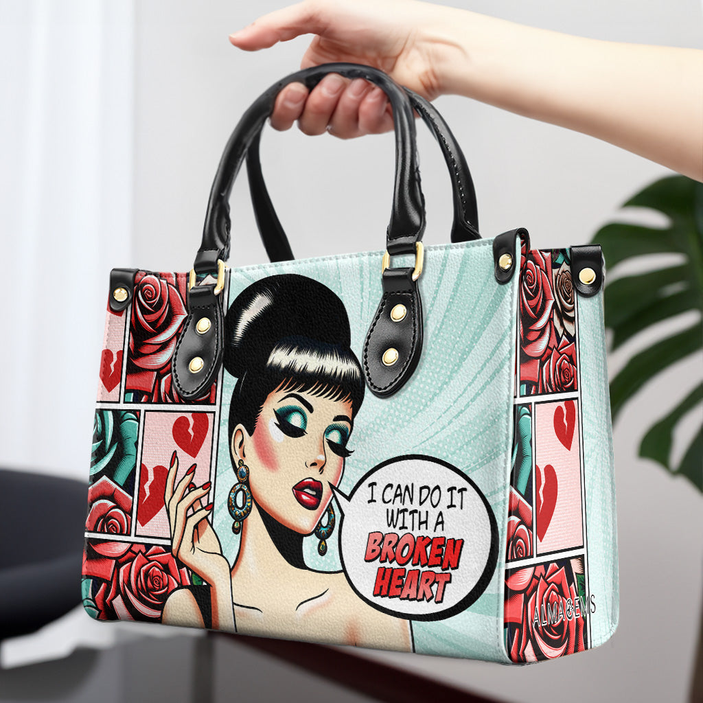 Ich kann es mit einem gebrochenen Herzen tun - personalisierte Lederhandtasche - DB59