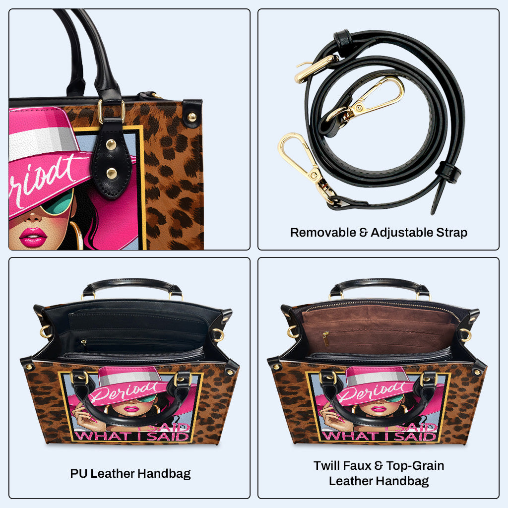 Ich habe gesagt, was ich gesagt habe, Punkt – personalisierte Lederhandtasche – DB66