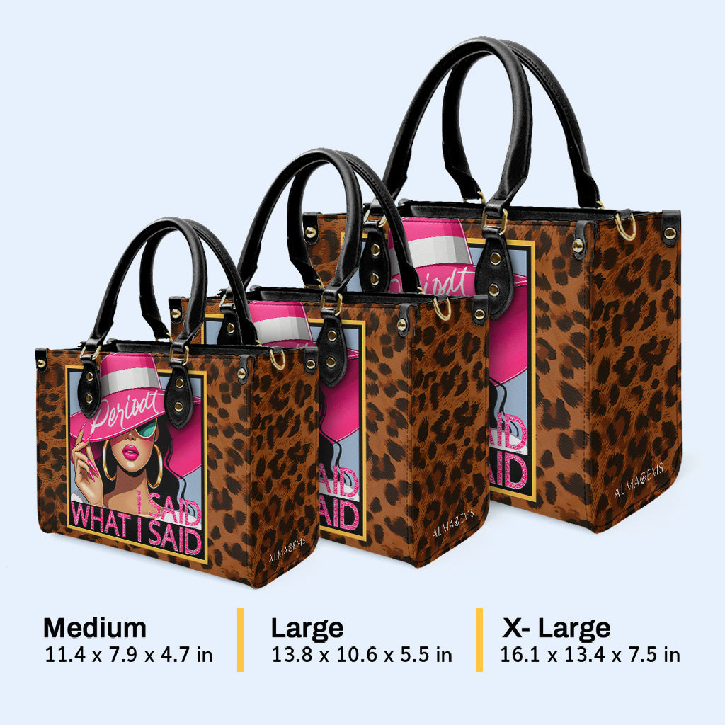 Ich habe gesagt, was ich gesagt habe, Punkt – personalisierte Lederhandtasche – DB66