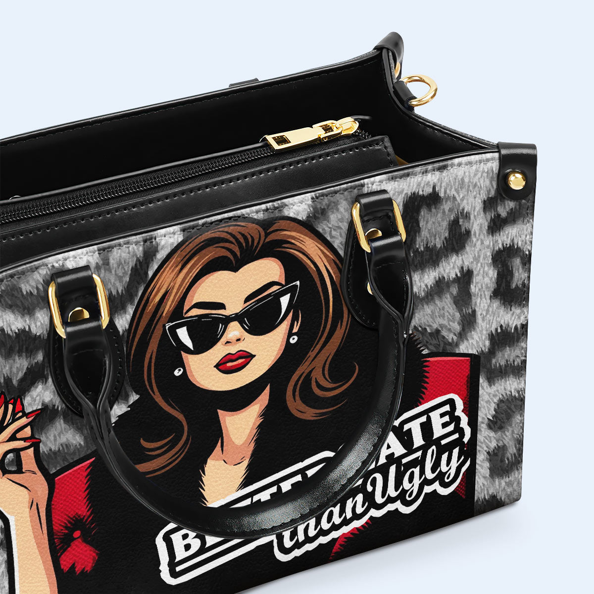 Besser spät als hässlich - Personalisierte Lederhandtasche - DB71