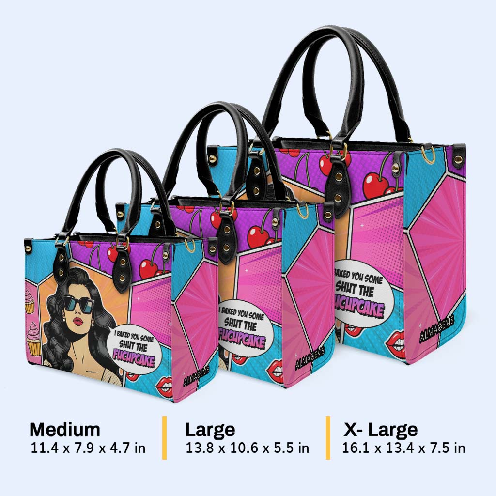 Ich habe dir welche gebacken. Shut The Fucupcakes - Personalisierte Lederhandtasche - QCUS003_HB