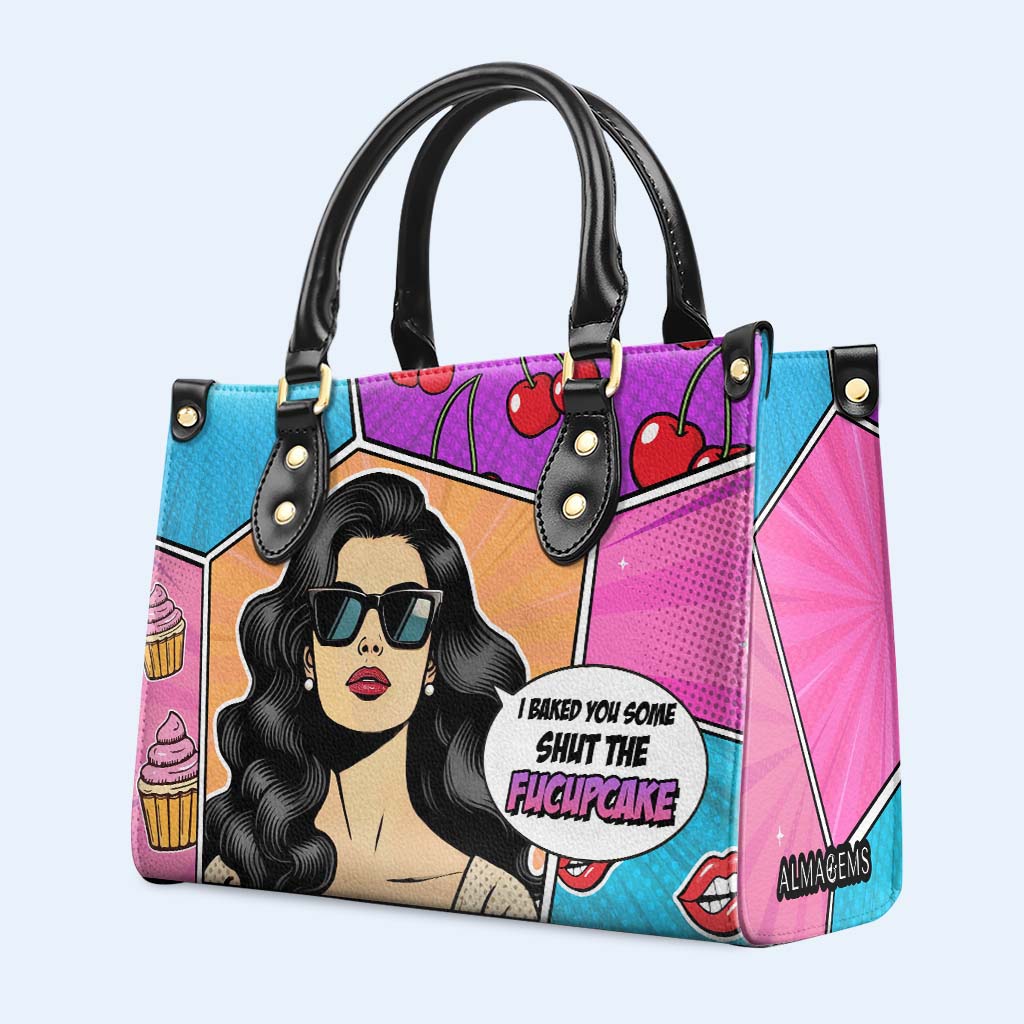 Ich habe dir welche gebacken. Shut The Fucupcakes - Personalisierte Lederhandtasche - QCUS003_HB