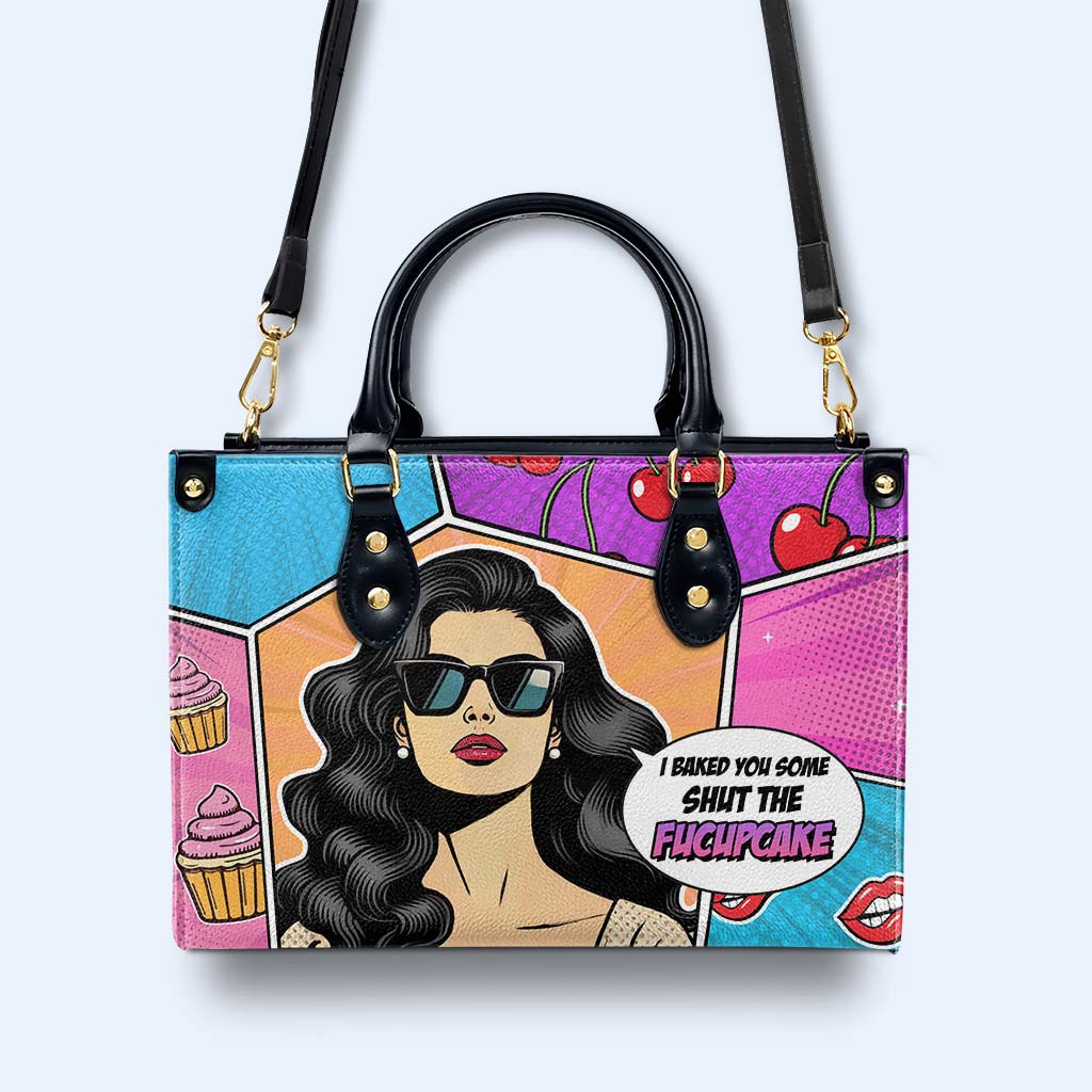 Ich habe dir welche gebacken. Shut The Fucupcakes - Personalisierte Lederhandtasche - QCUS003_HB