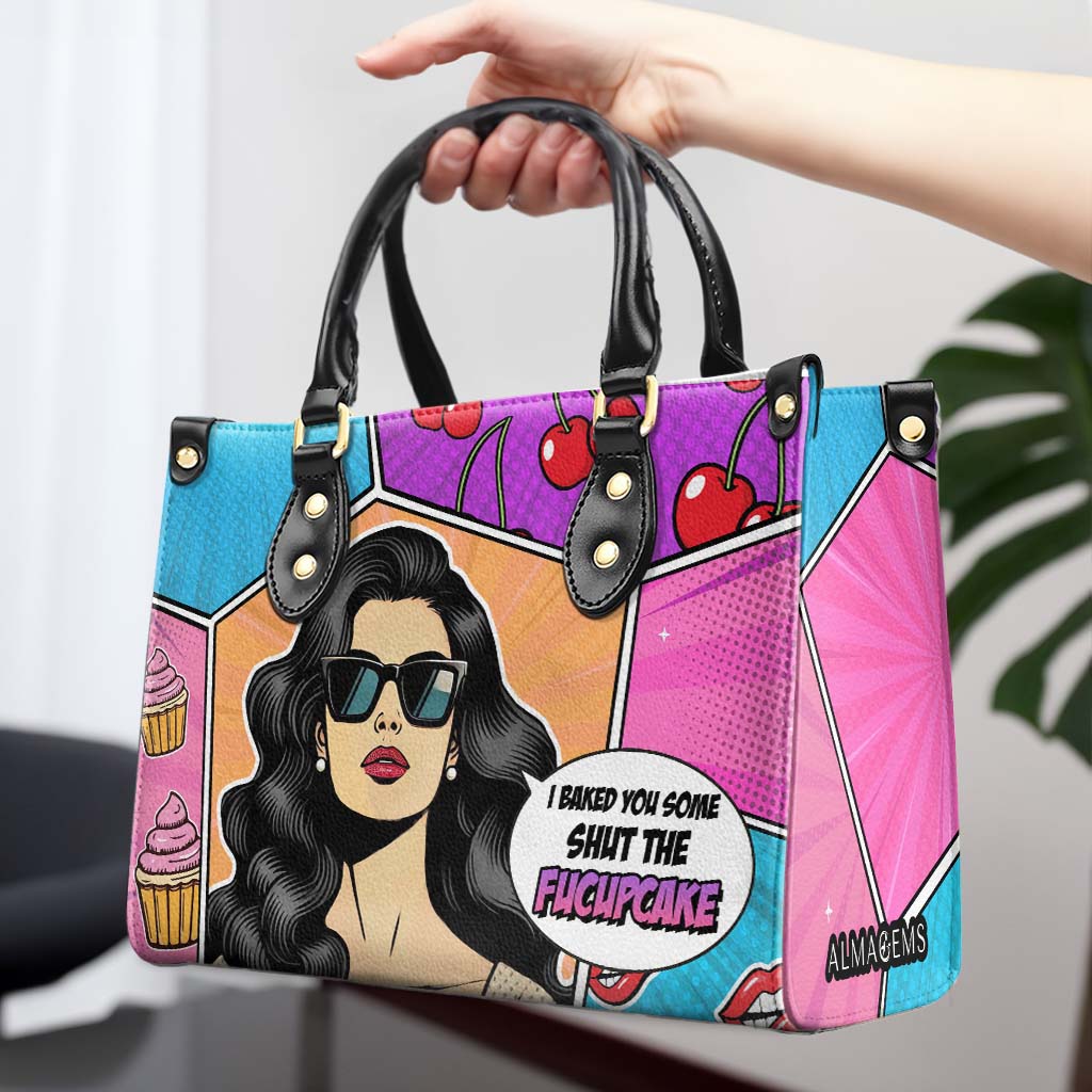 Ich habe dir welche gebacken. Shut The Fucupcakes - Personalisierte Lederhandtasche - QCUS003_HB