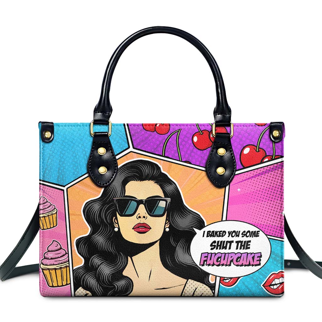 Ich habe dir welche gebacken. Shut The Fucupcakes - Personalisierte Lederhandtasche - QCUS003_HB