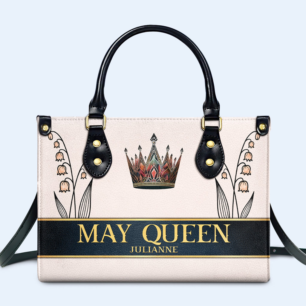 Blumen für jeden Geburtsmonat - Personalisierte Lederhandtasche - DG026_HB