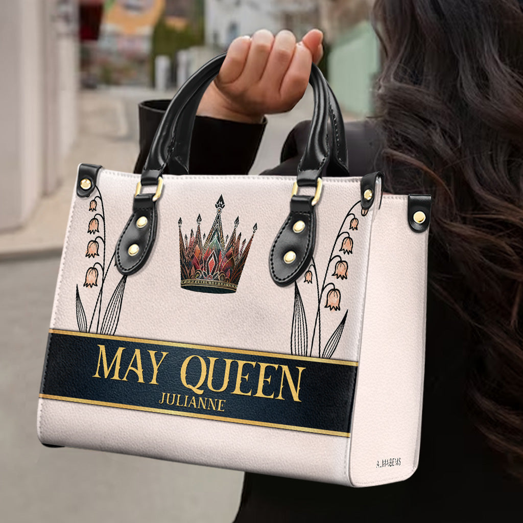Blumen für jeden Geburtsmonat - Personalisierte Lederhandtasche - DG026_HB