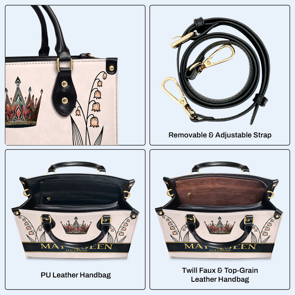 Blumen für jeden Geburtsmonat - Personalisierte Lederhandtasche - DG026_HB