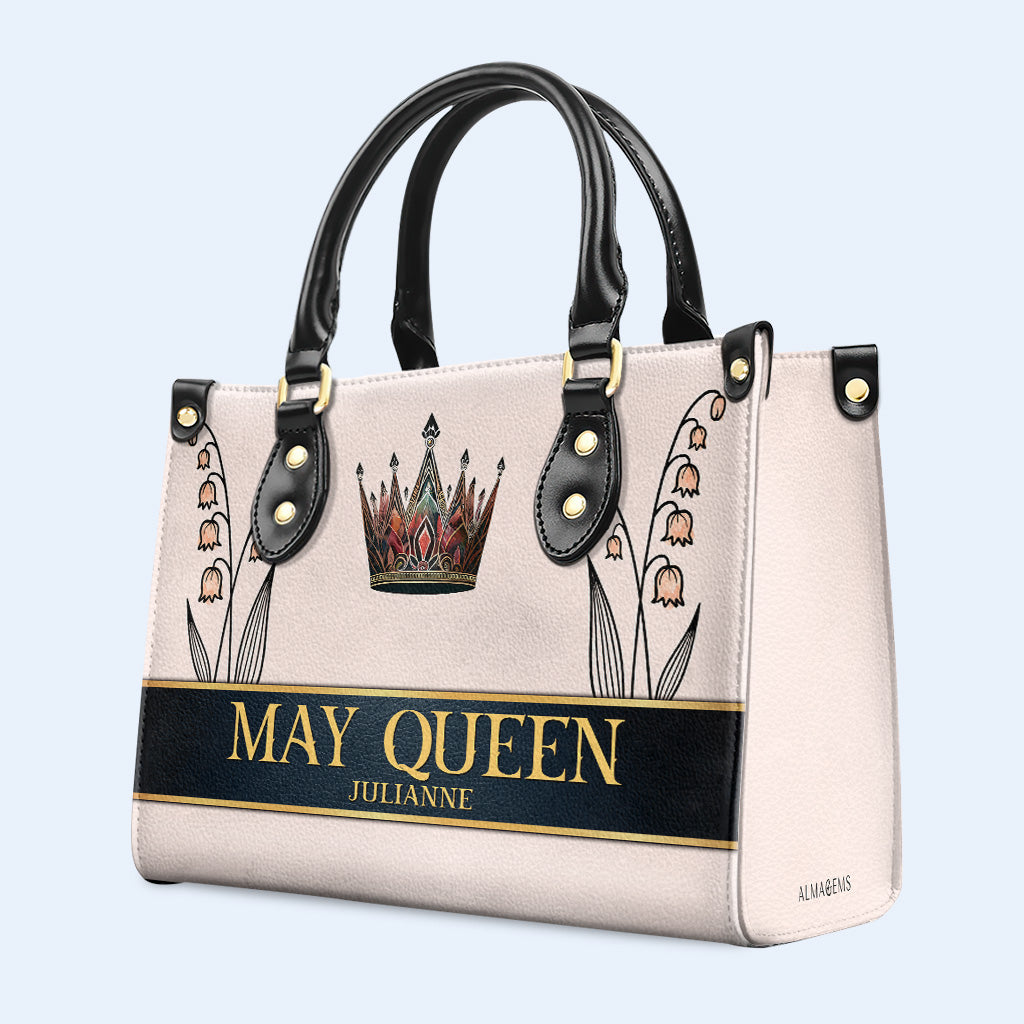 Blumen für jeden Geburtsmonat - Personalisierte Lederhandtasche - DG026_HB