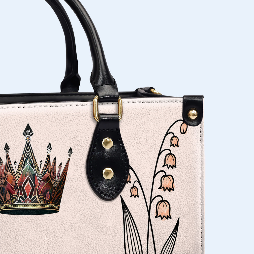 Blumen für jeden Geburtsmonat - Personalisierte Lederhandtasche - DG026_HB