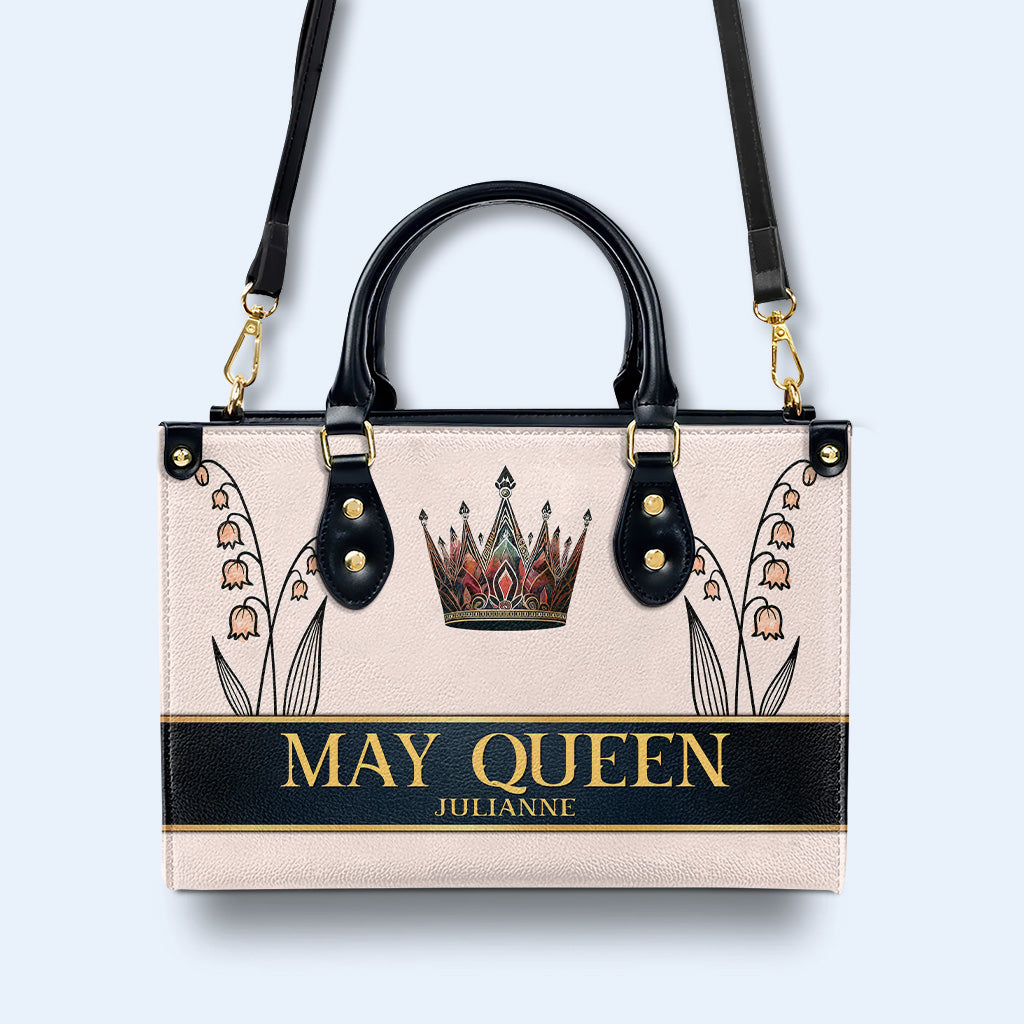 Blumen für jeden Geburtsmonat - Personalisierte Lederhandtasche - DG026_HB