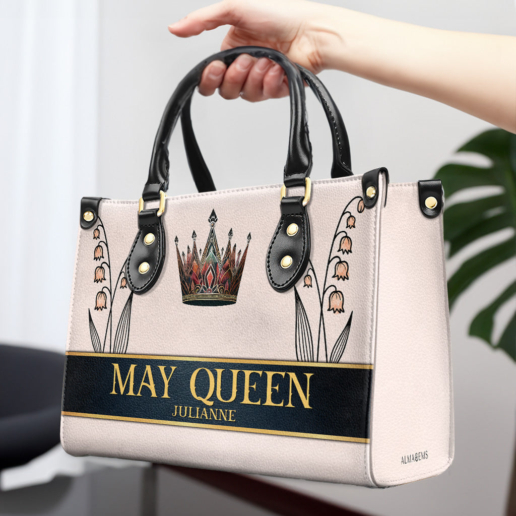 Blumen für jeden Geburtsmonat - Personalisierte Lederhandtasche - DG026_HB