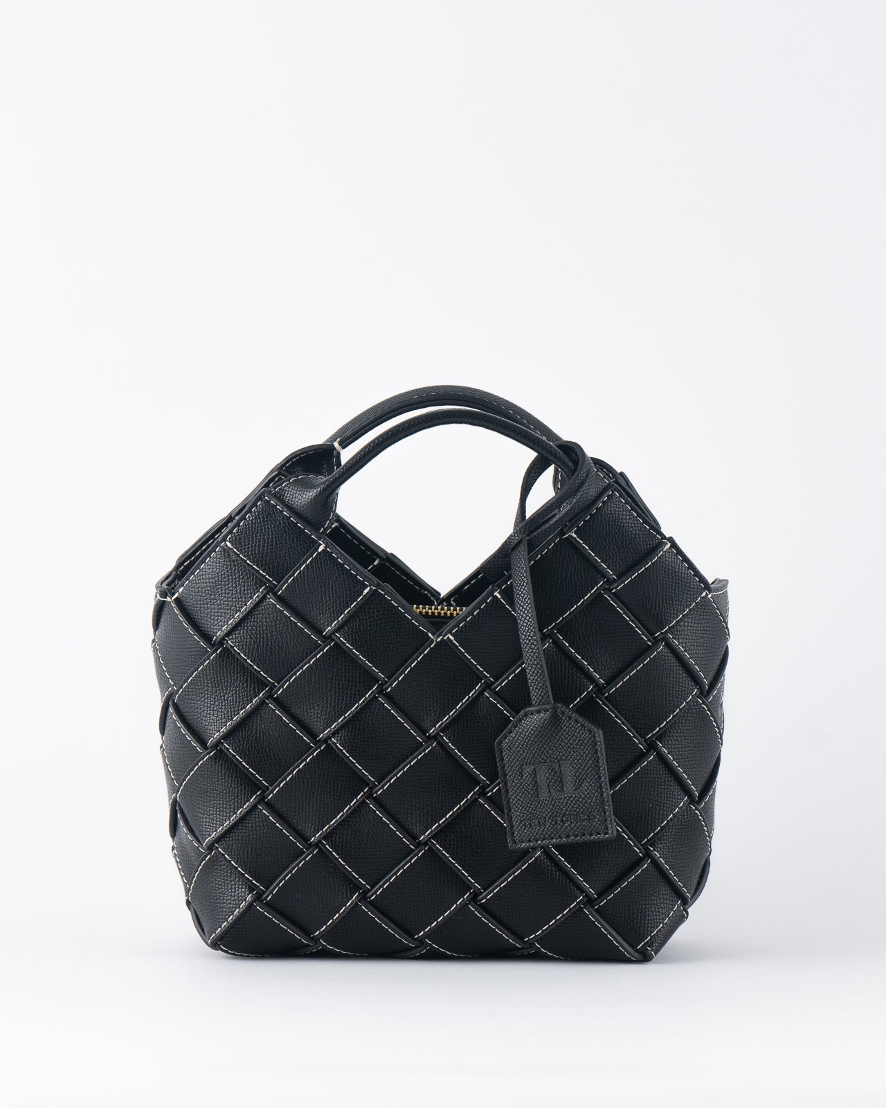 Gewebte Mini-Tragetasche „Clementine“ Schwarz