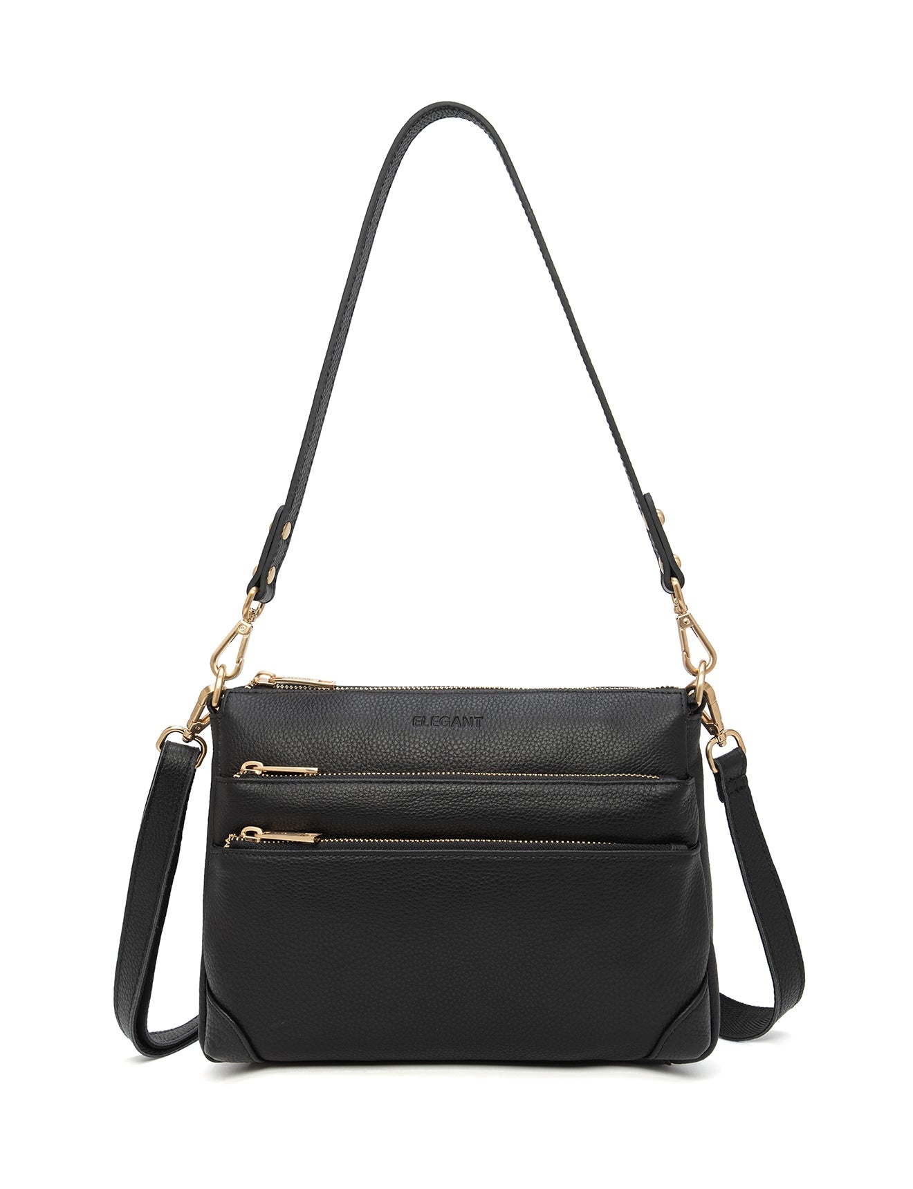 UMHÄNGETASCHE AUS LEDER „FAITH“ – E1-0749-BLK