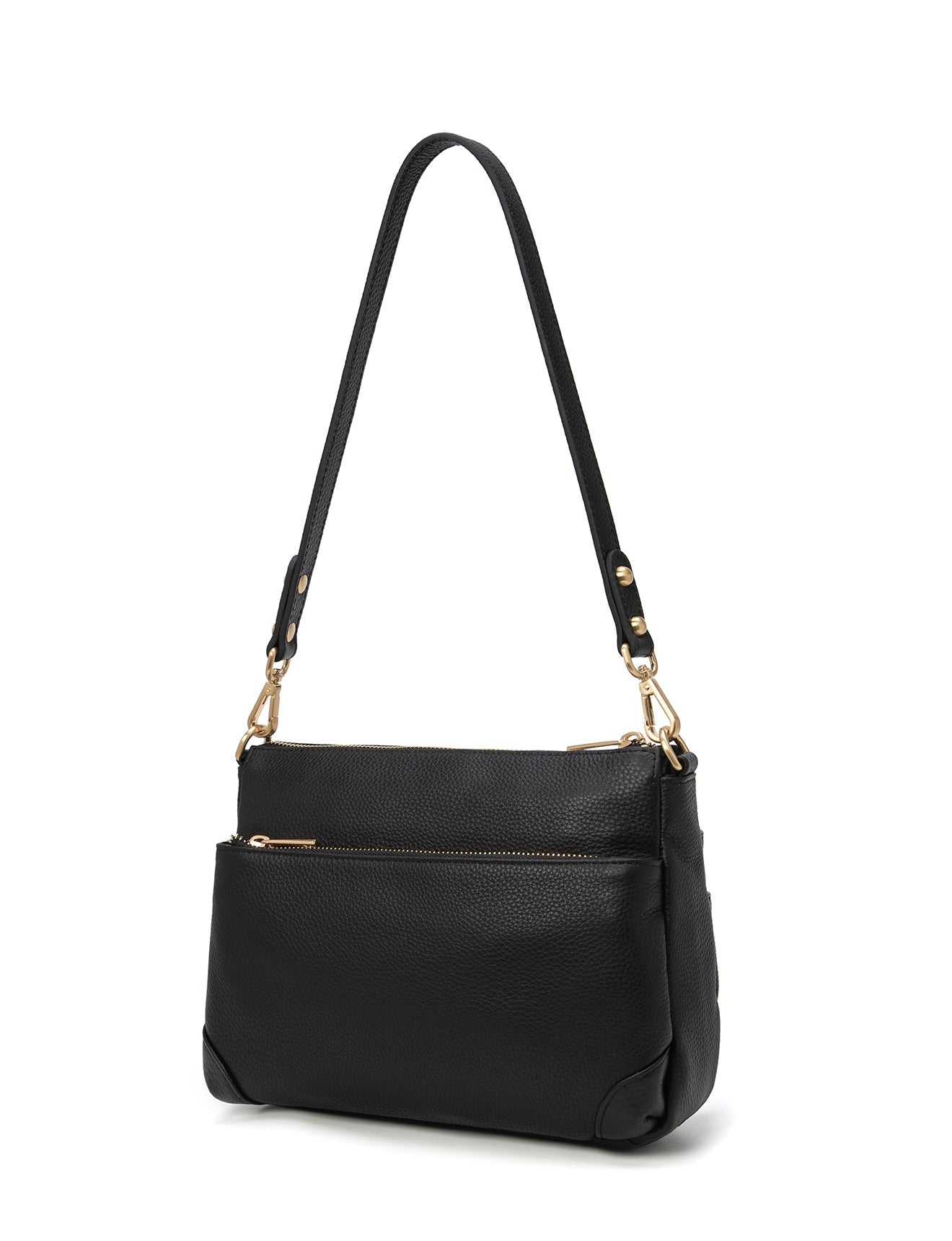 UMHÄNGETASCHE AUS LEDER „FAITH“ – E1-0749-BLK