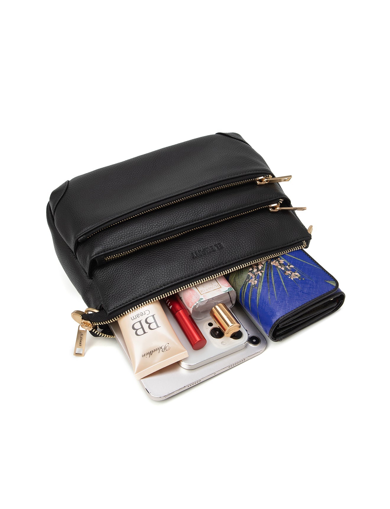 UMHÄNGETASCHE AUS LEDER „FAITH“ – E1-0749-BLK