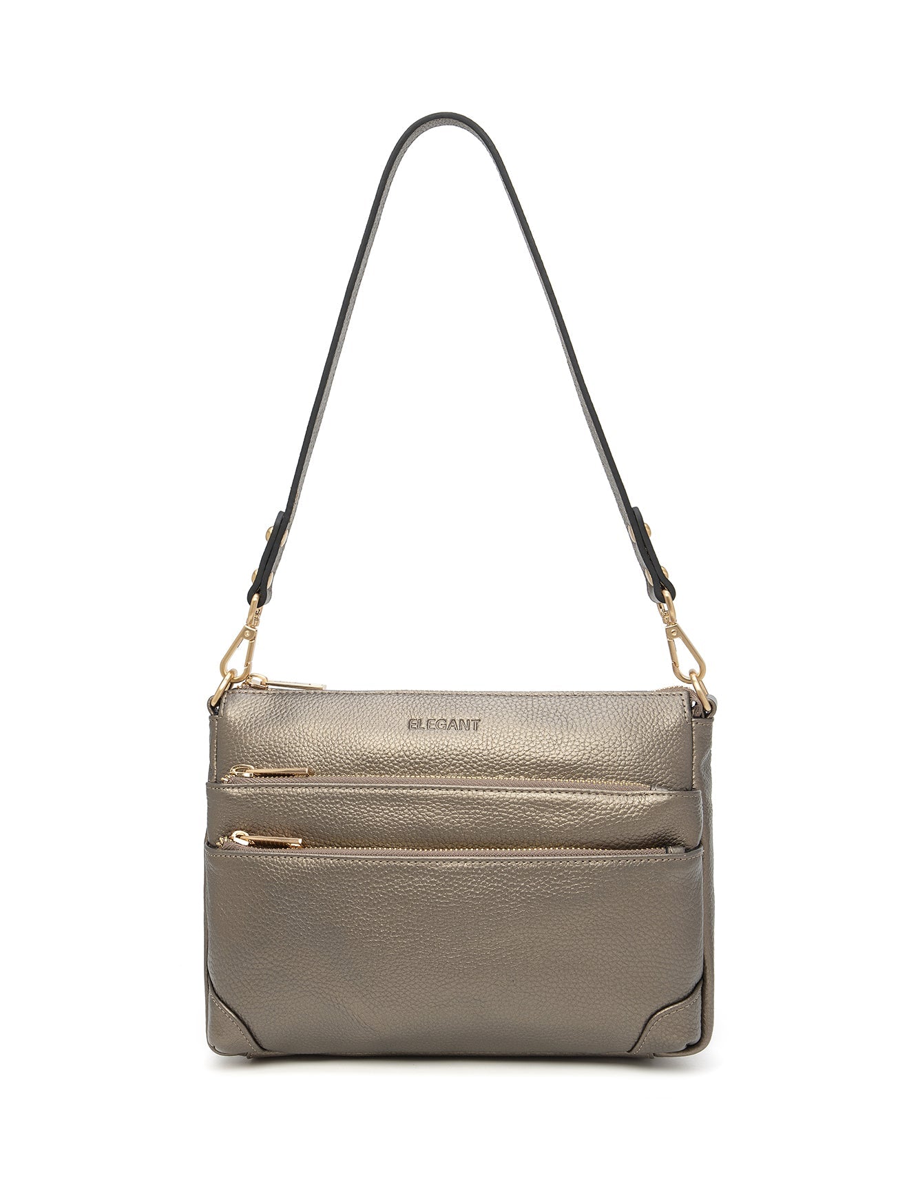 Umhängetasche aus Leder „FAITH“ – E1-0749-PEWTER