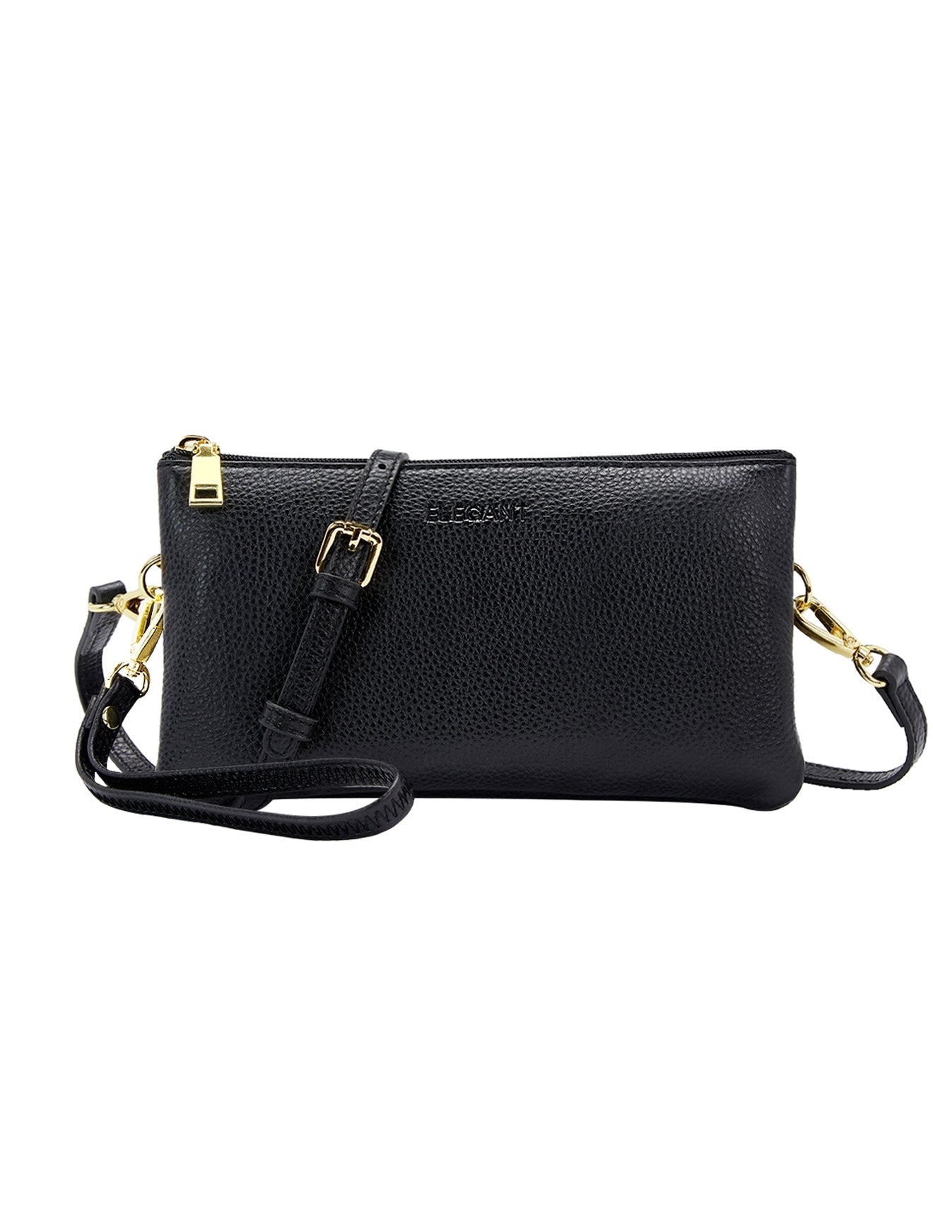 CANDICE LEDERBRIEFTASCHE MIT SCHULTERGURT - SCHWARZ