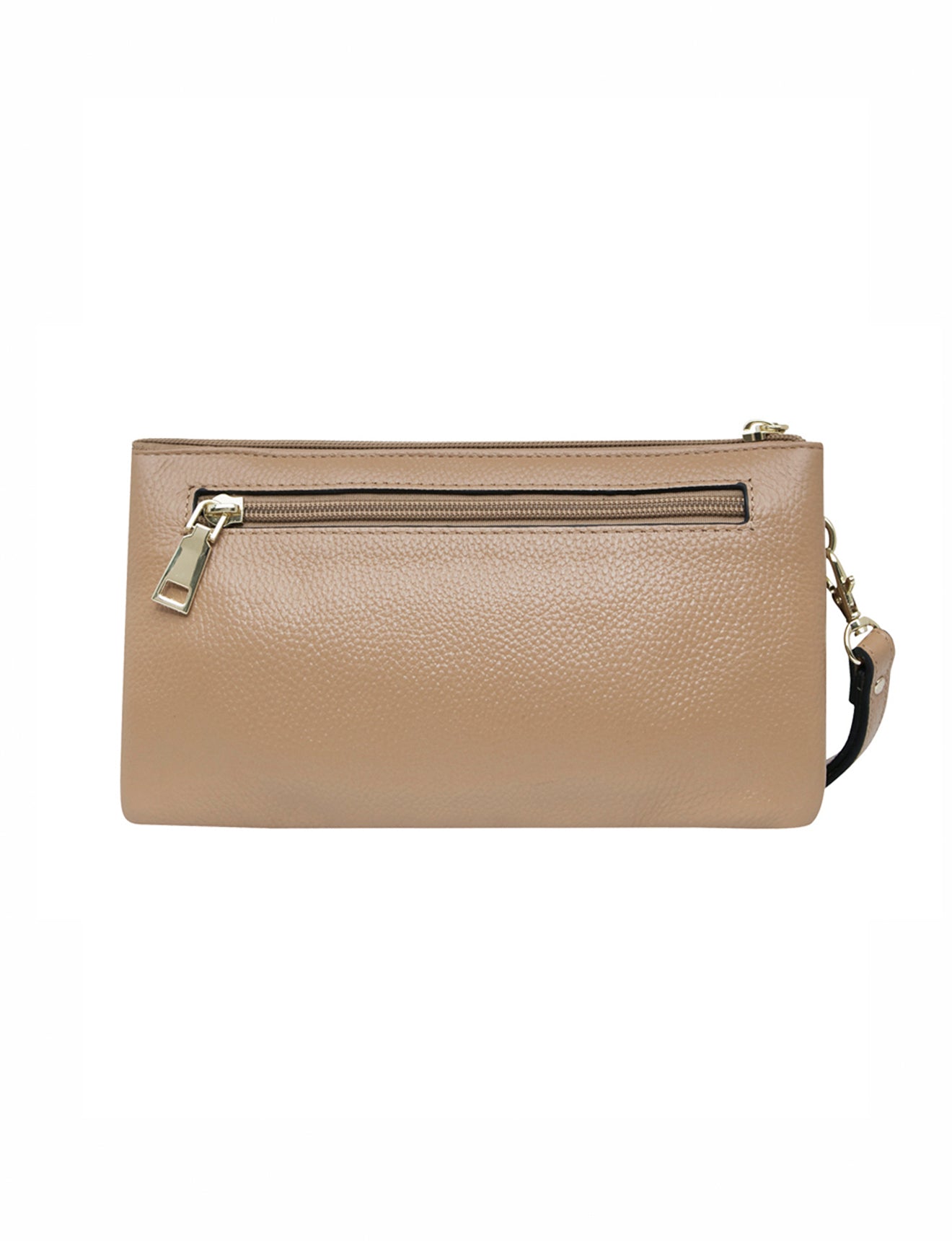 CANDICE LEDERBRIEFTASCHE MIT SCHULTERGURT – KAMEL