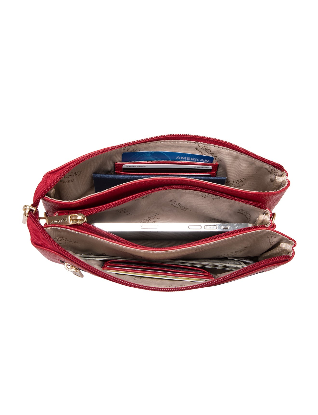 CANDICE LEDERBRIEFTASCHE MIT SCHULTERGURT - E1-0809-FIRE