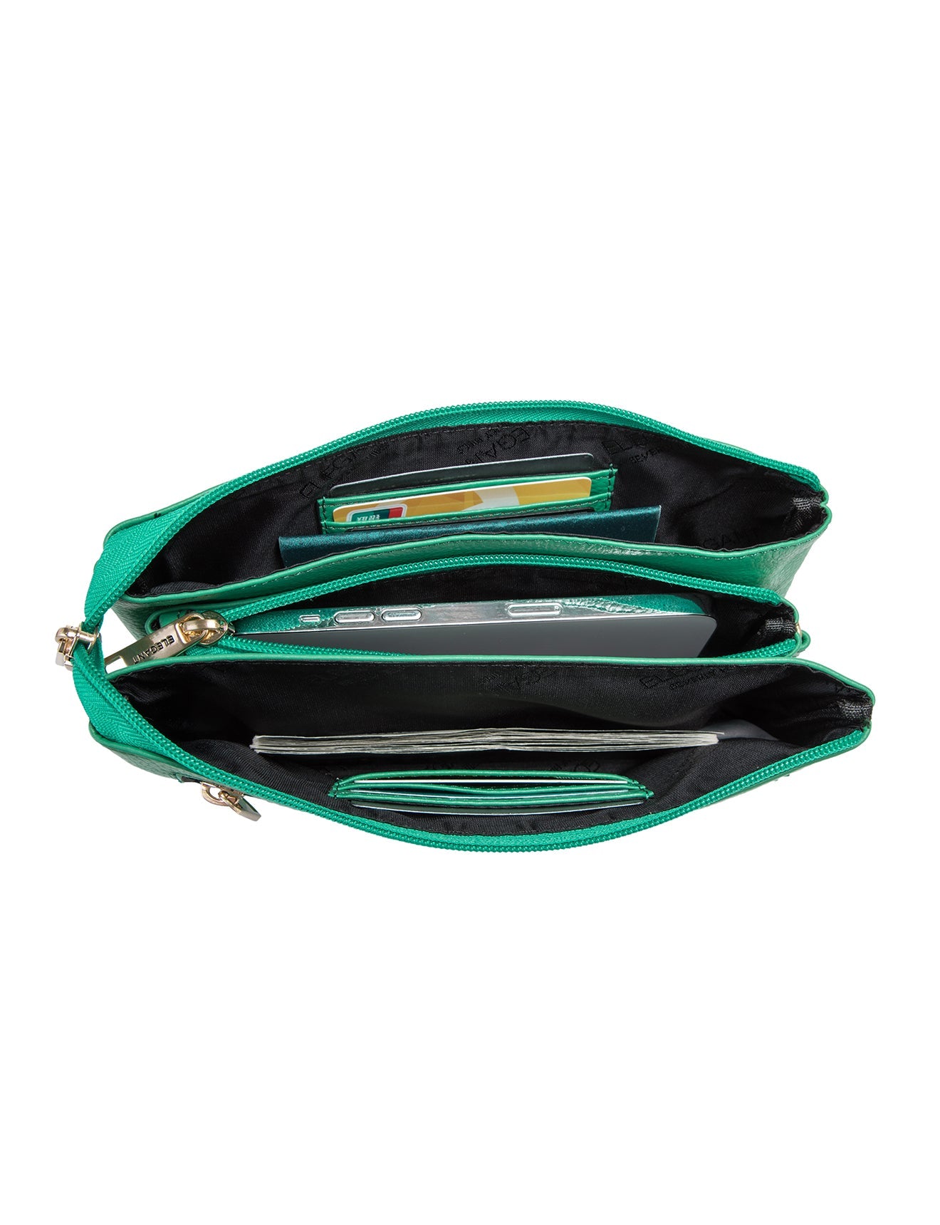 CANDICE LEDERBRIEFTASCHE MIT SCHULTERGURT - E1-0809-GRN