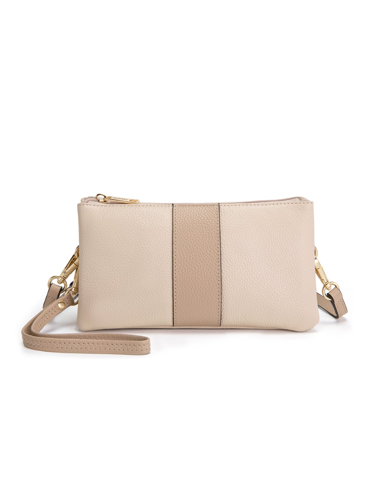 CANDICE LEDERBRIEFTASCHE MIT SCHULTERGURT - E1-0809-IVORY/PUTTY - NEU