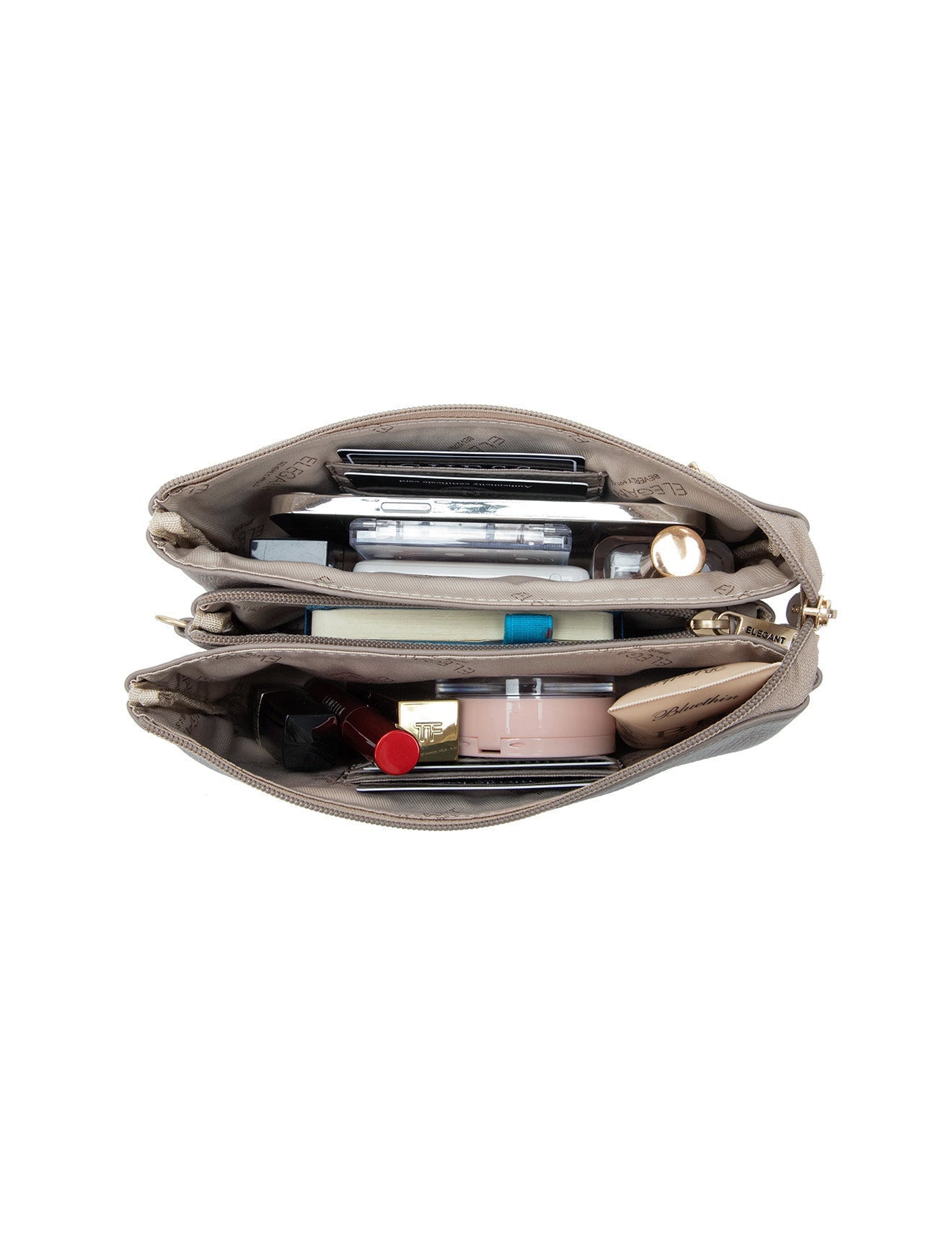CANDICE LEDERBRIEFTASCHE MIT SCHULTERGURT - E1-0809-MOKKA