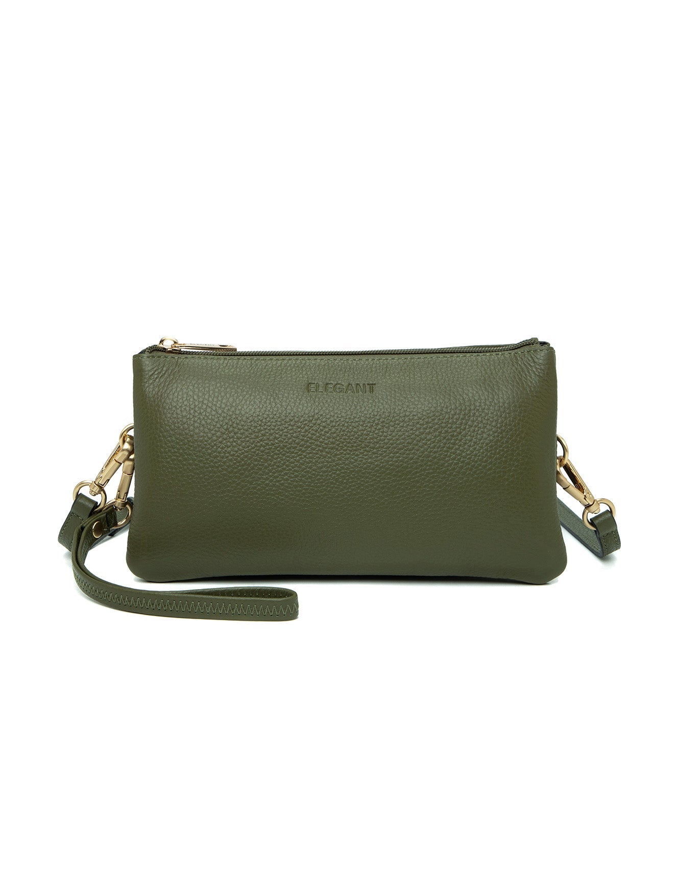 CANDICE LEDERBRIEFTASCHE MIT SCHULTERGURT - E1-0809-OLIVE